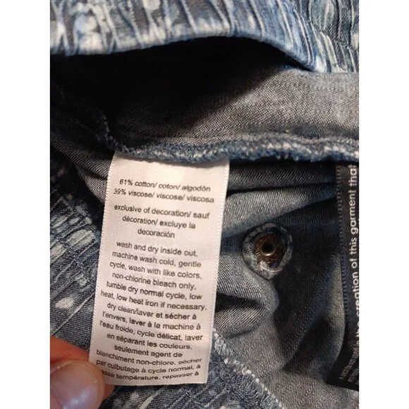 Tommy Hilfiger Womens M Floral Blue Chambray Ankle Pants Pull On Cottagecore - Picture 7 of 7